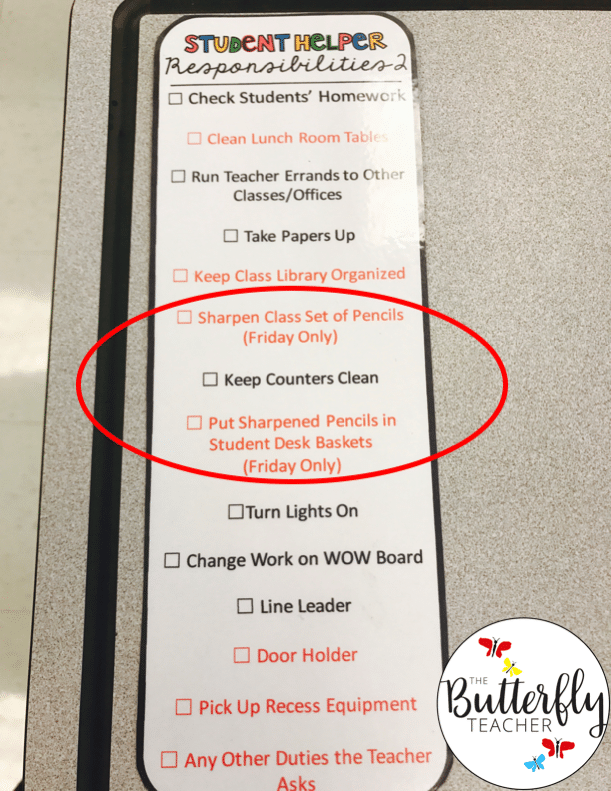 pencil management system in the classroom