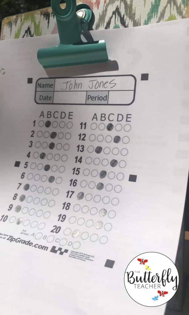 Zipgrade scan sheets
