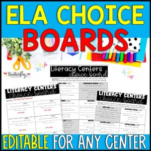 literacy center choice boards