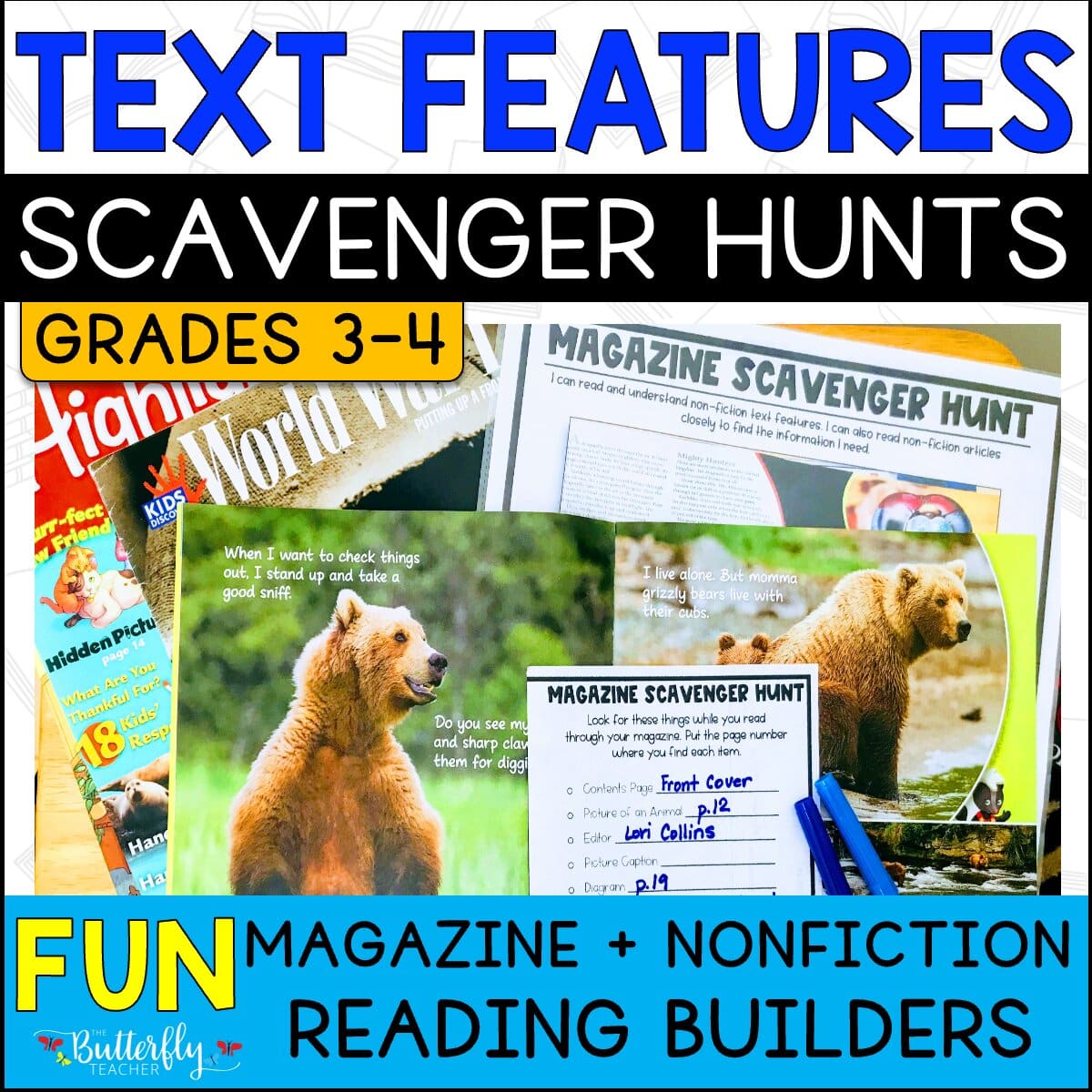 nonfiction text features scavenger hunts