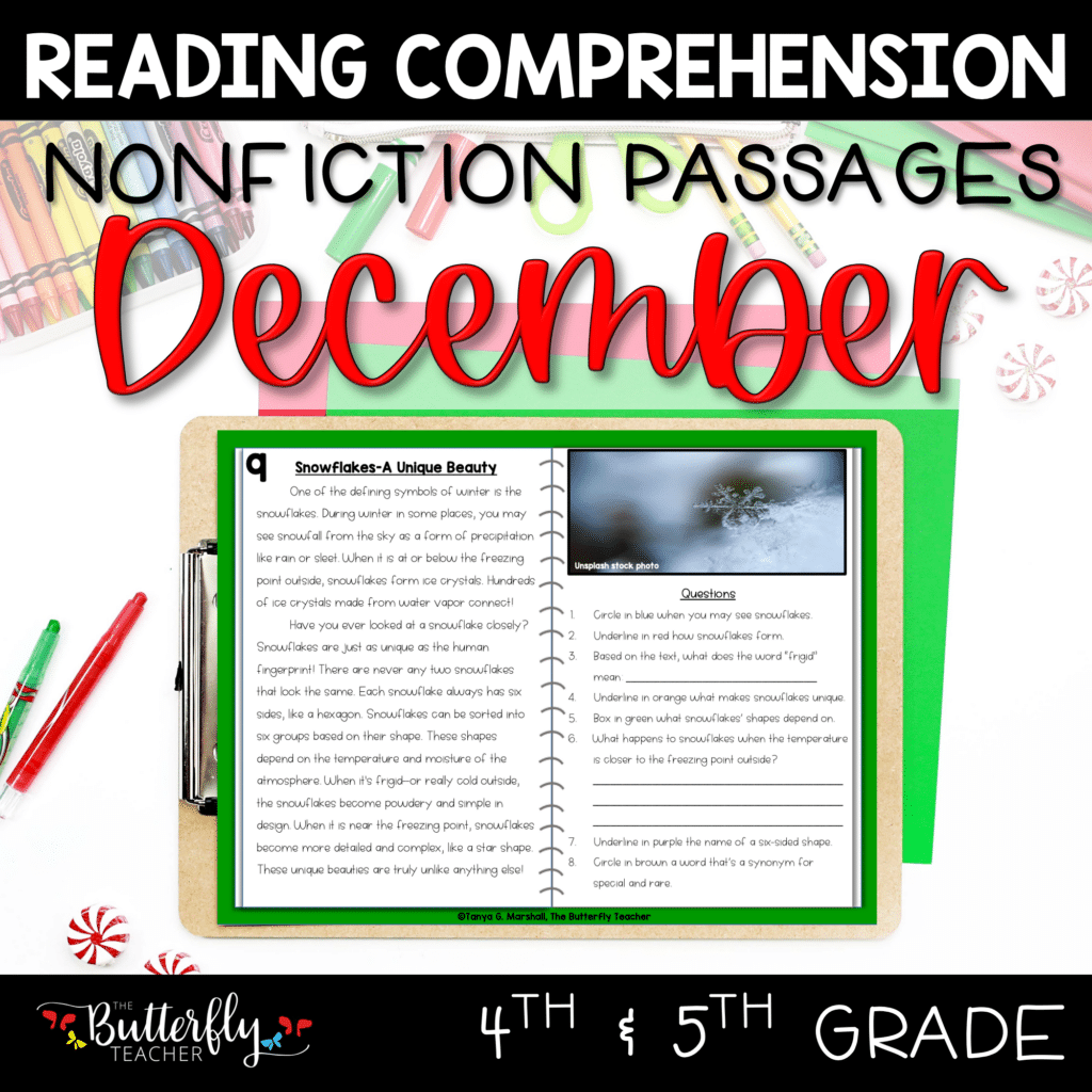 december close reading passages