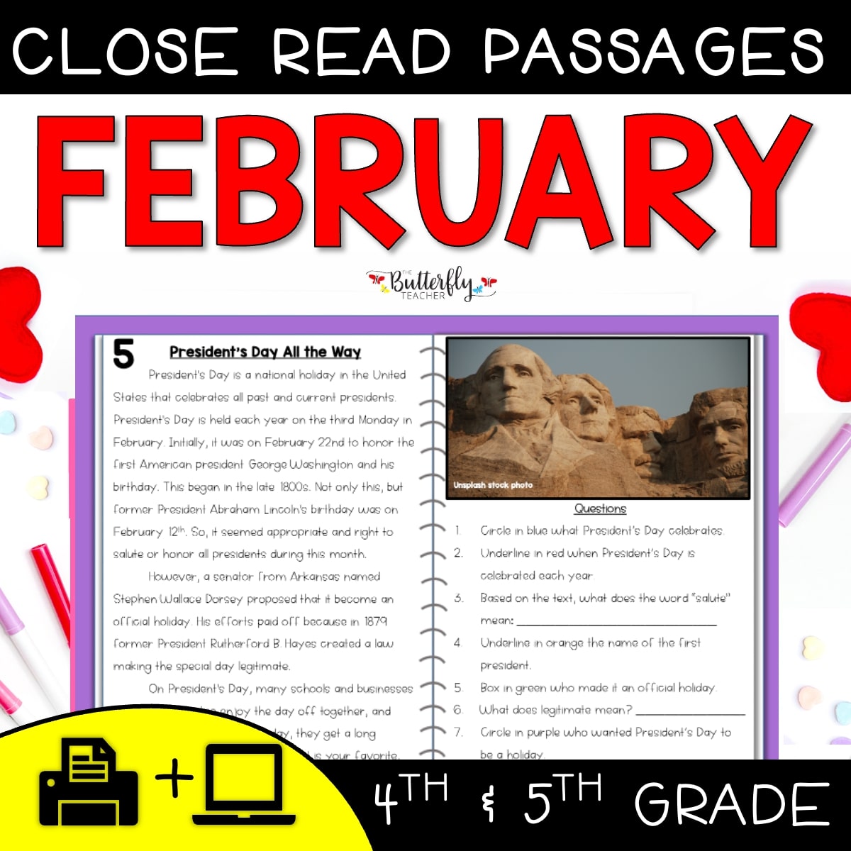february reading comprehension passages with questions