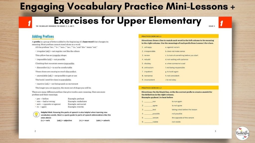 vocabulary practice for upper elementary