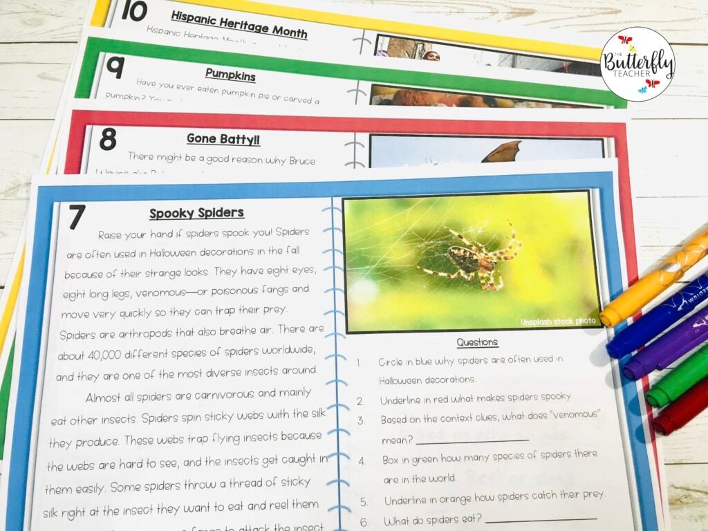 nonfiction reading passages for fall