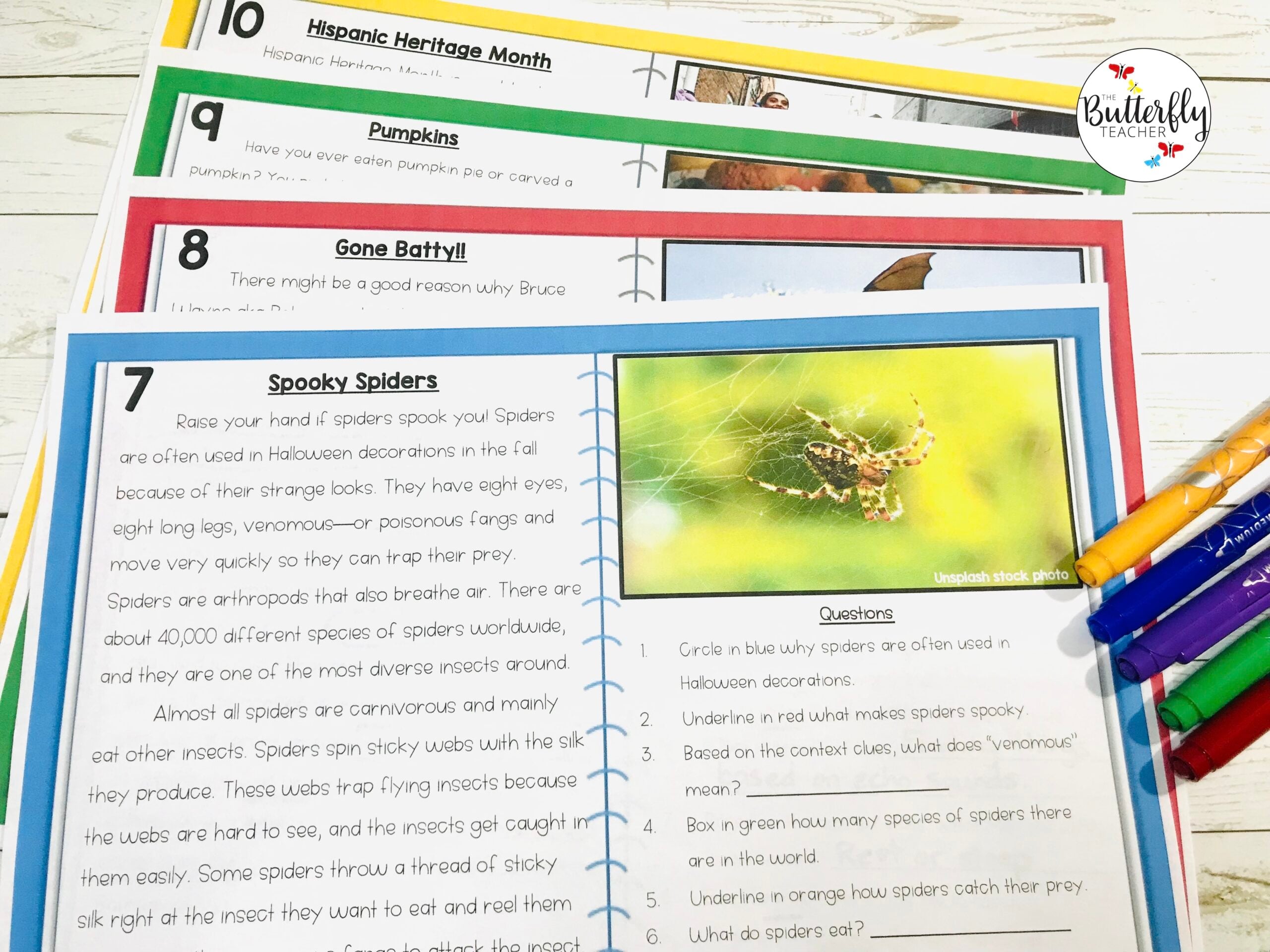 nonfiction reading passages for fall