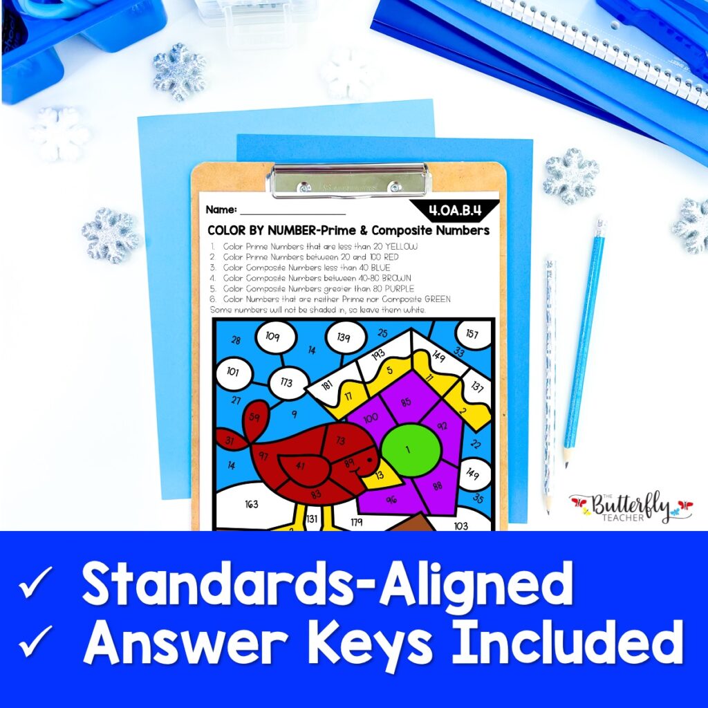 winter math color by code worksheets