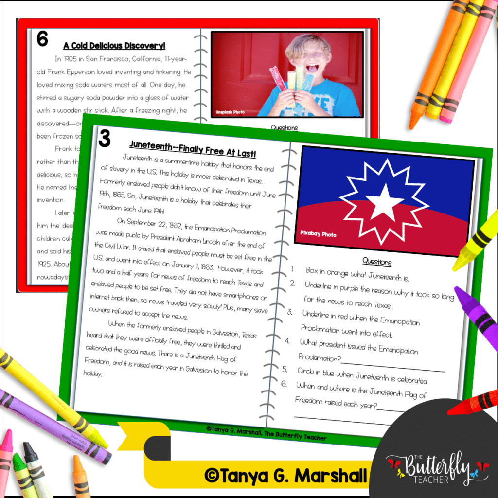 ELA Test Prep Ideas for Kids - reading comprehension passages with questions