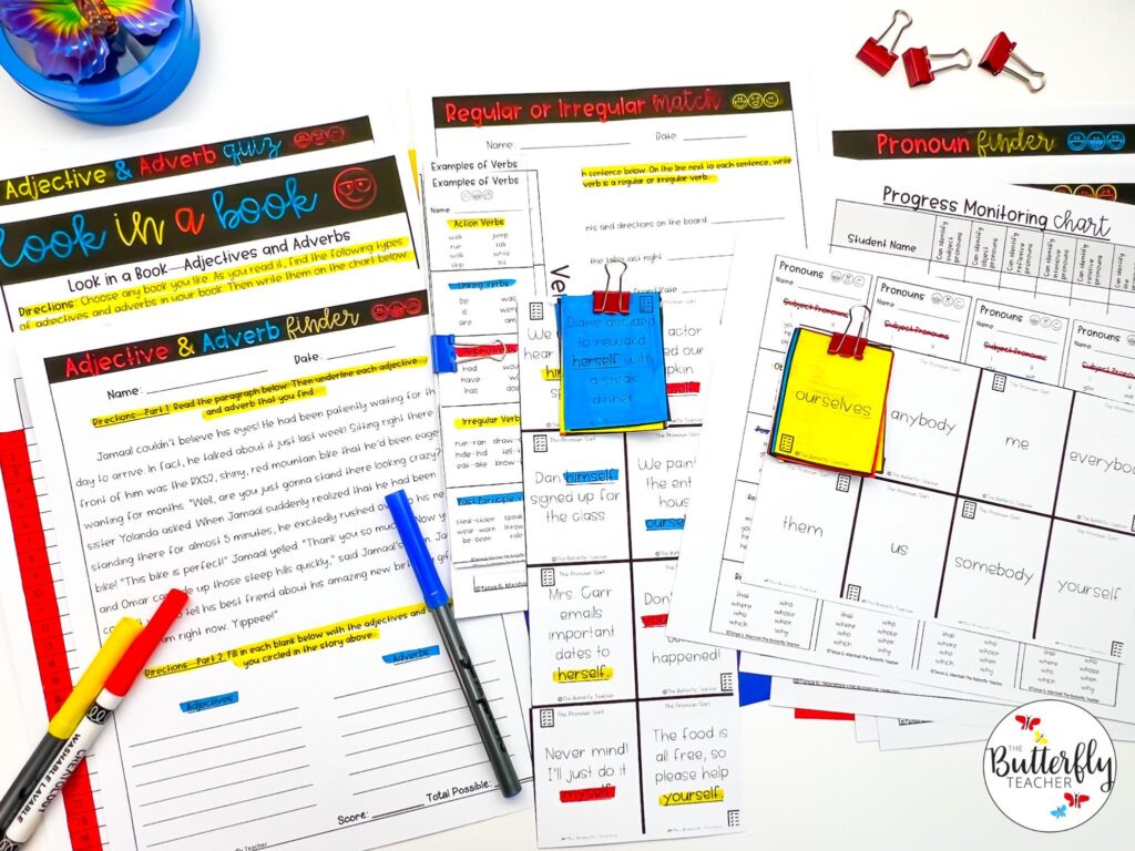 Use these parts of speech grammar worksheets for early finisher activities.