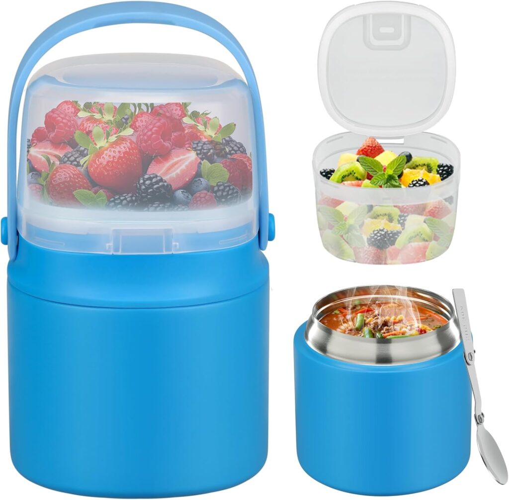 2-in-1 - Thermo for Hot Food with Lunch Snack Container Box