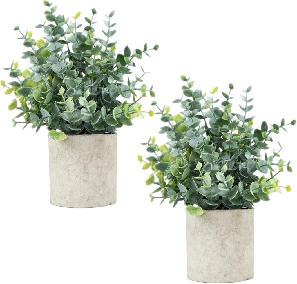 Mini Potted Fake Plants Artificial Small Eucalyptus Plants