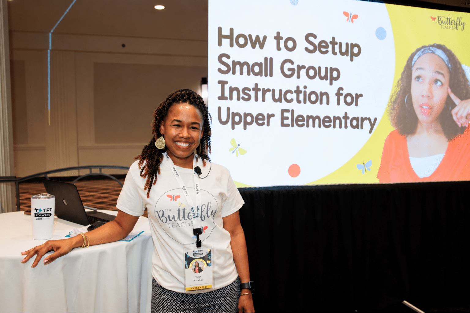 Tanya G. Marshall, founder of The Butterfly Teacher, presenting a workshop to teachers