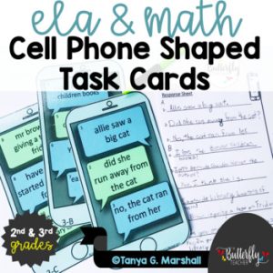 Math & ELA Review Activity | Grammar, Addition, Subtraction Task Cards