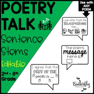 Poetry Sentence Stem Discussion Cards | Poetry Responses for Class Discussions