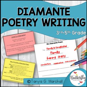 Diamante Poetry Writing Set | Printables + Power Point Lesson Poetry Activities