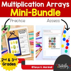 Multiplication Arrays Practice & Assessment Bundle | 2nd & 3rd Grade Arrays