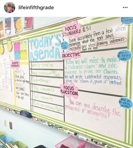 Classroom Whiteboard Organization