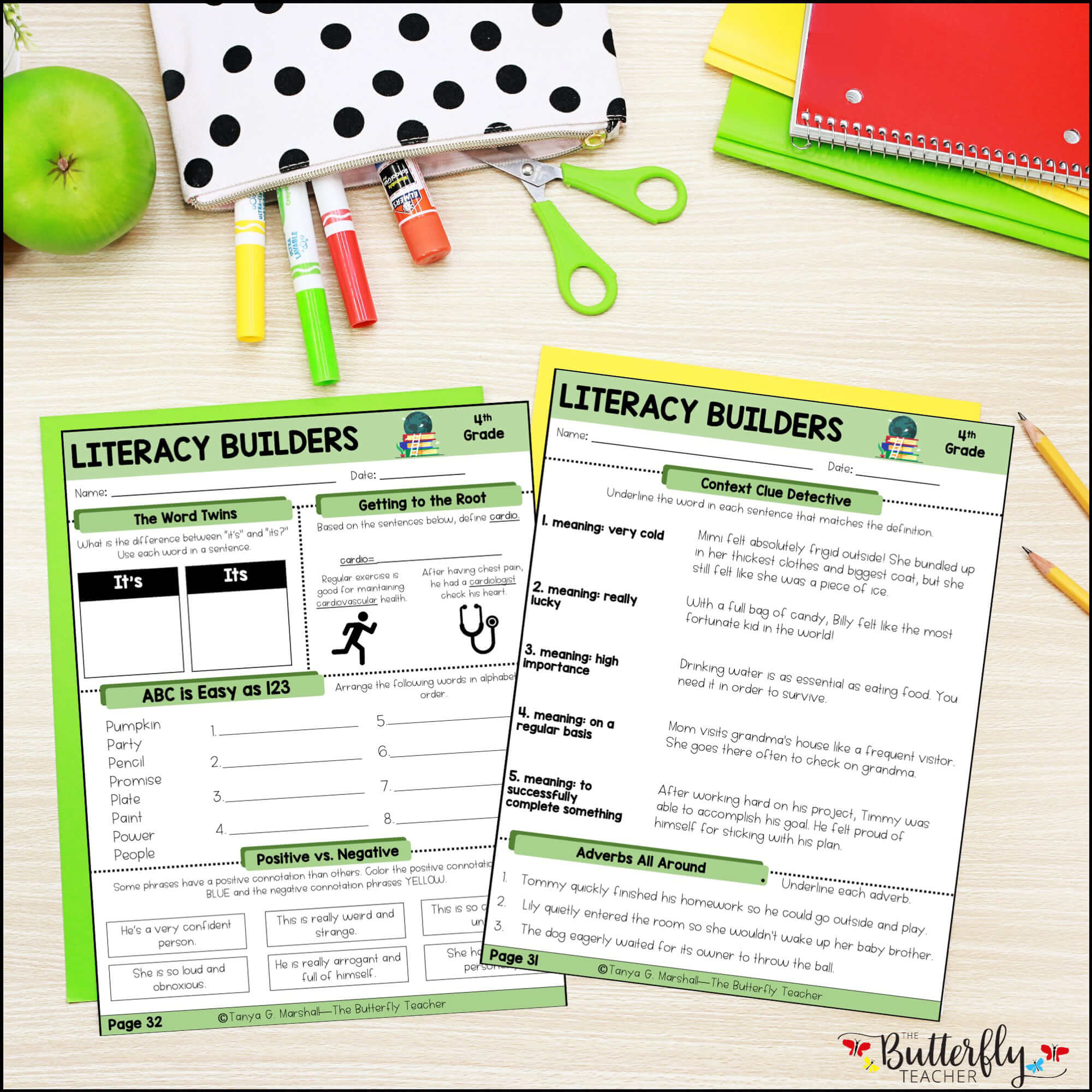 4th grade spiral ELA worksheets