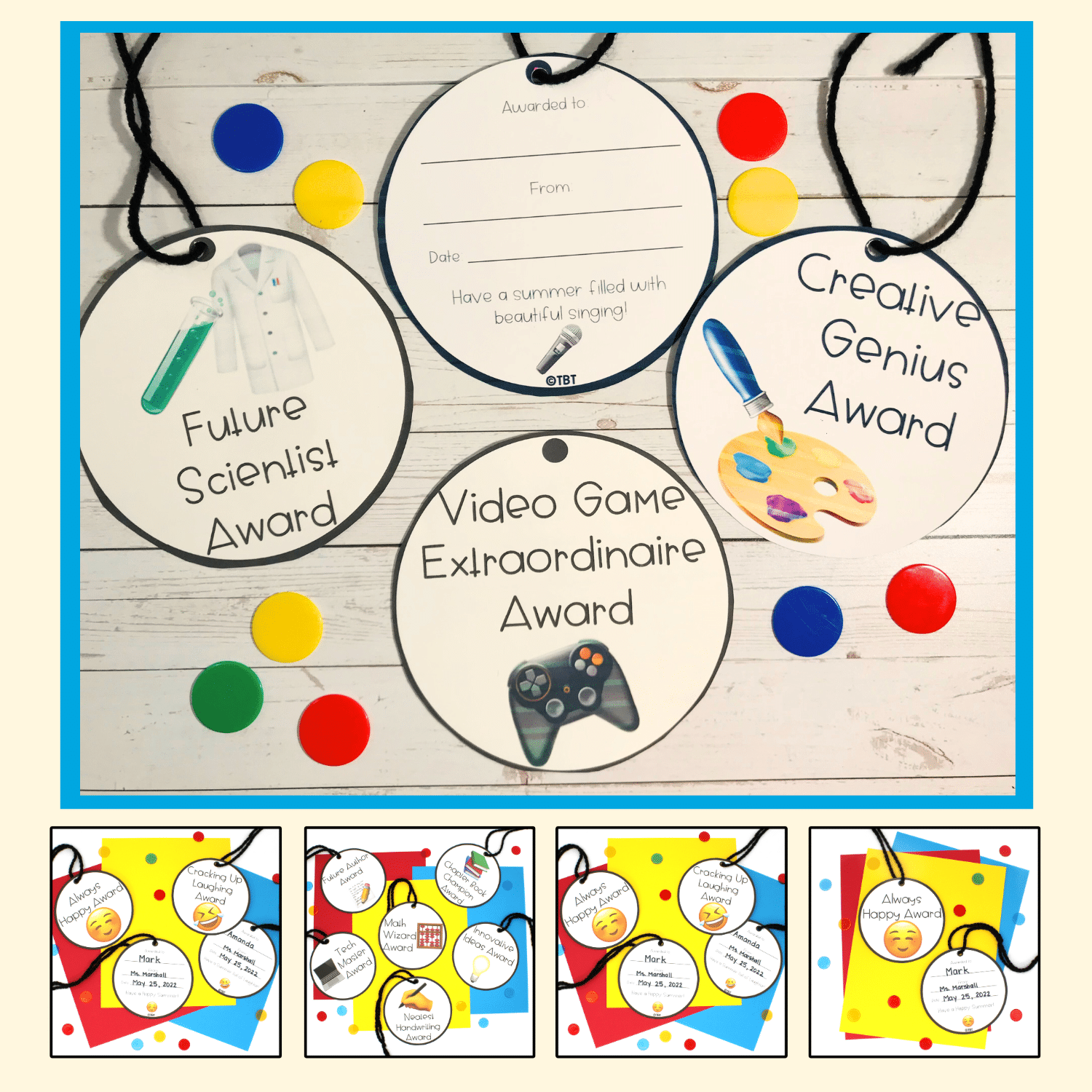 End of Year Student Editable Award Medallions
