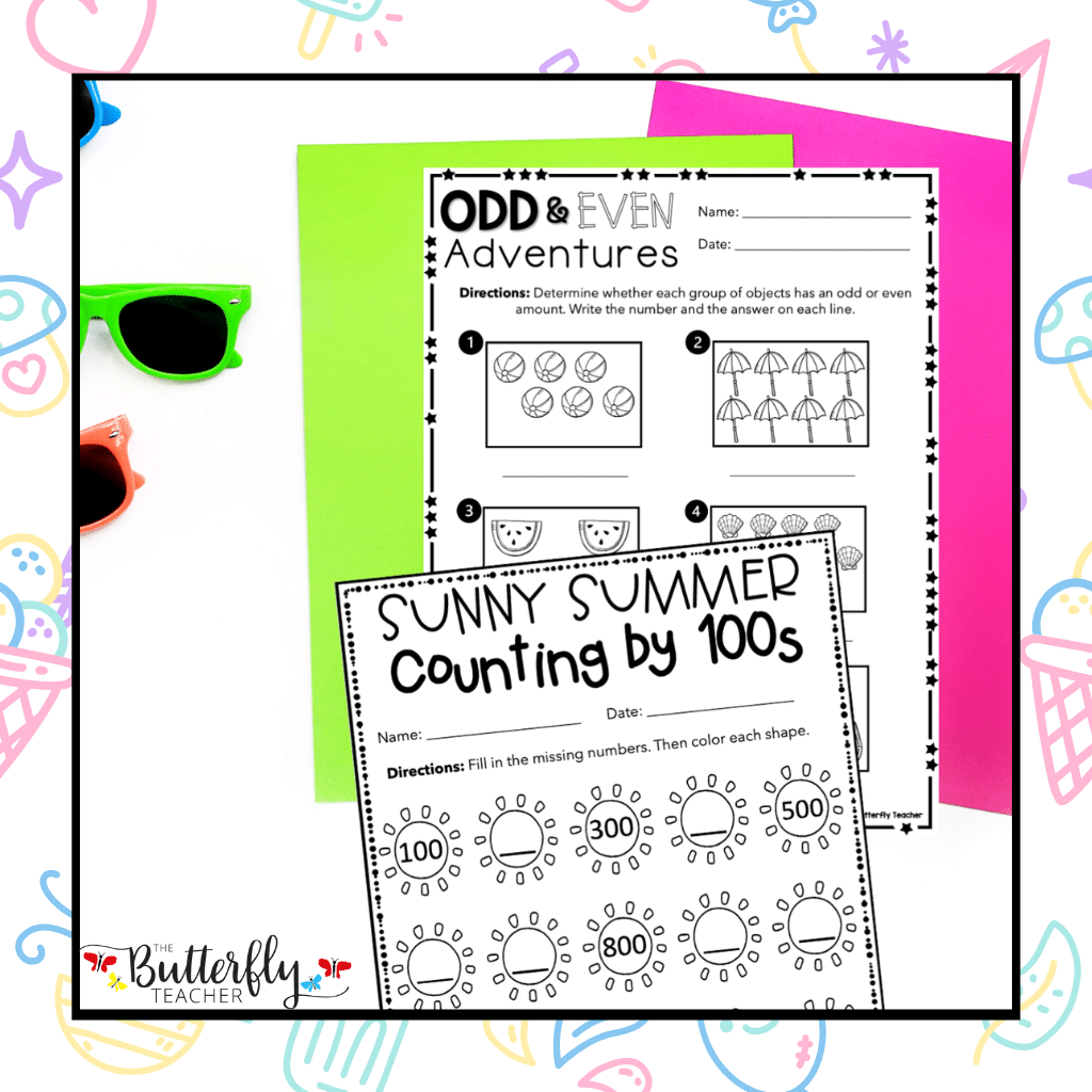 2nd grade summer math counting activities