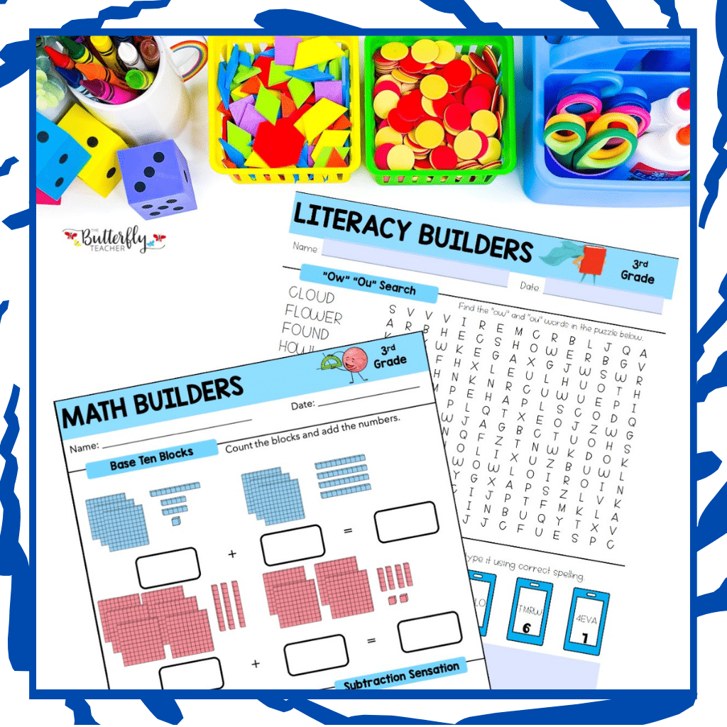 3rd Grade Spiral math & ELA review morning work