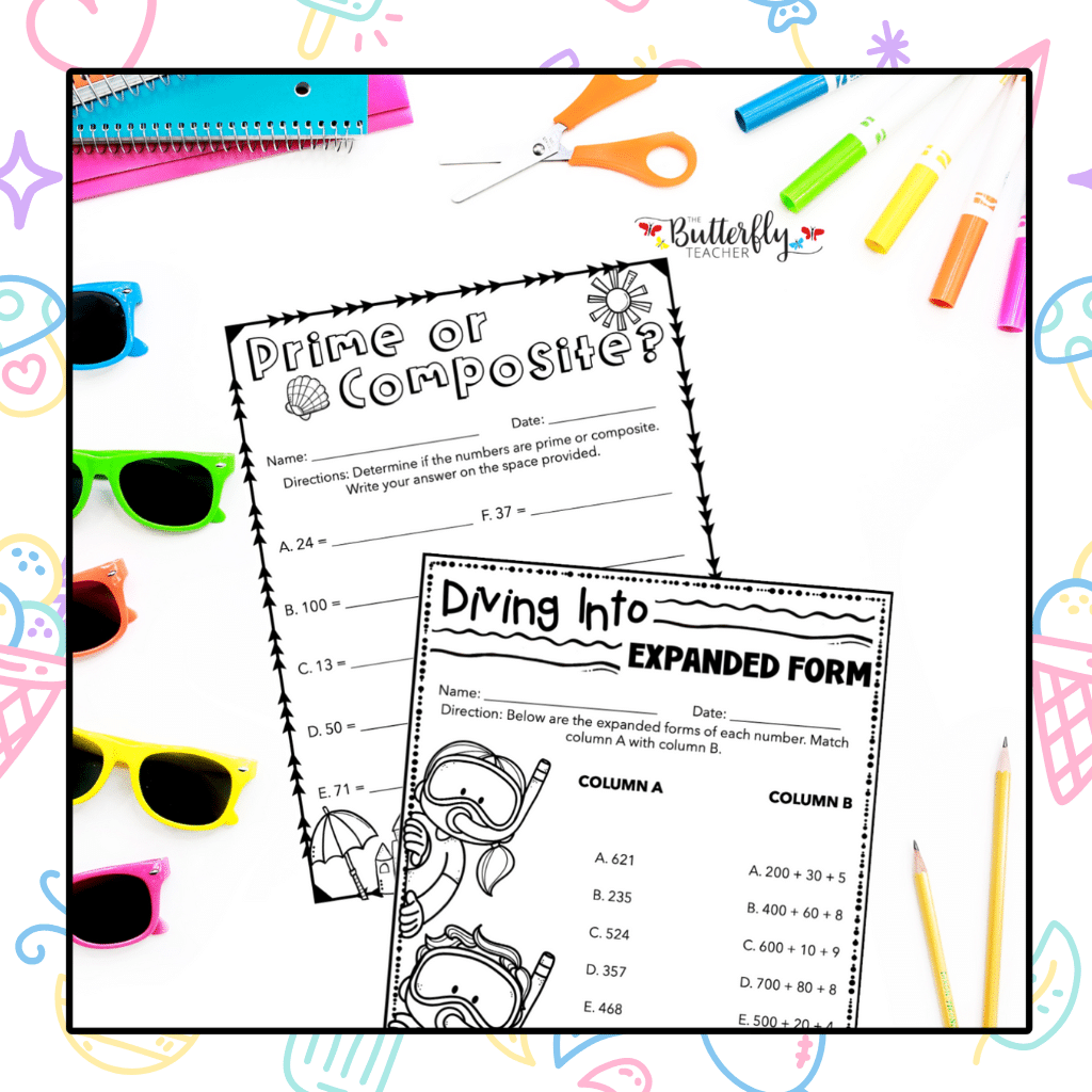 4th Grade summer math activities
