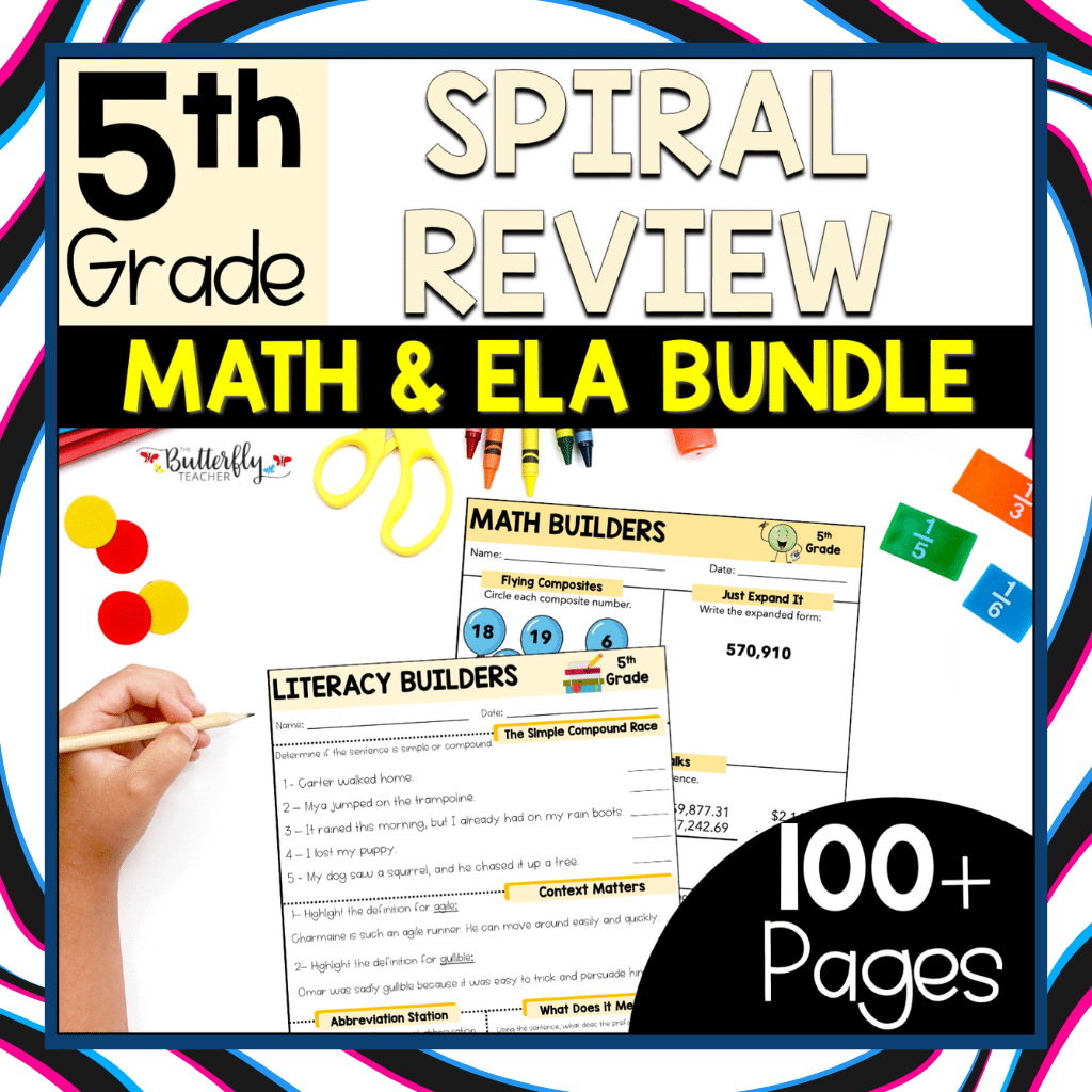 5th Grade Spiral Math & ELA Review