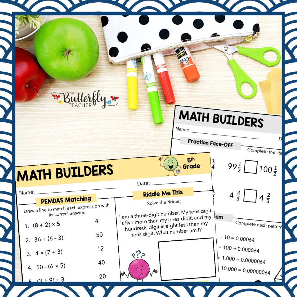 5th Grade Spiral Math activities