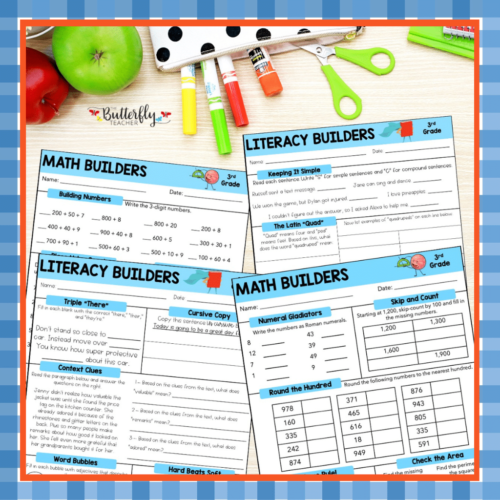 3rd Grade Spiral Math & ELA activities