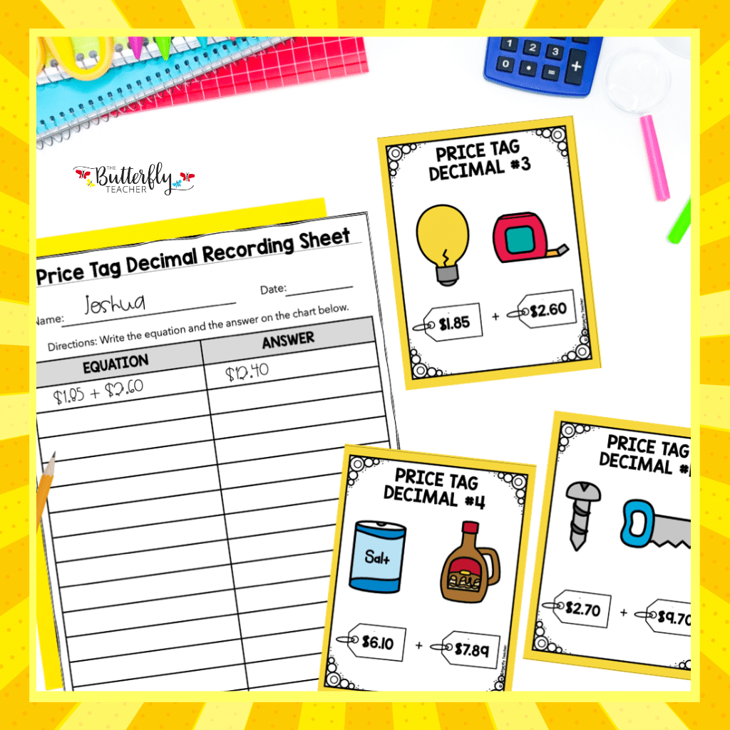 5th grade math center worksheets