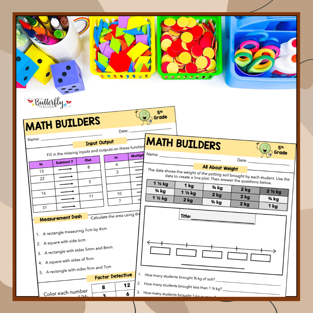 5th grade spiral math activities
