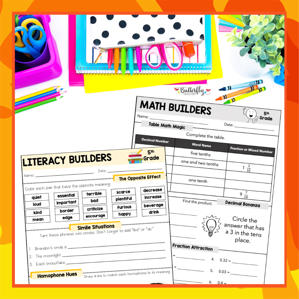 5th grade spiral review activities