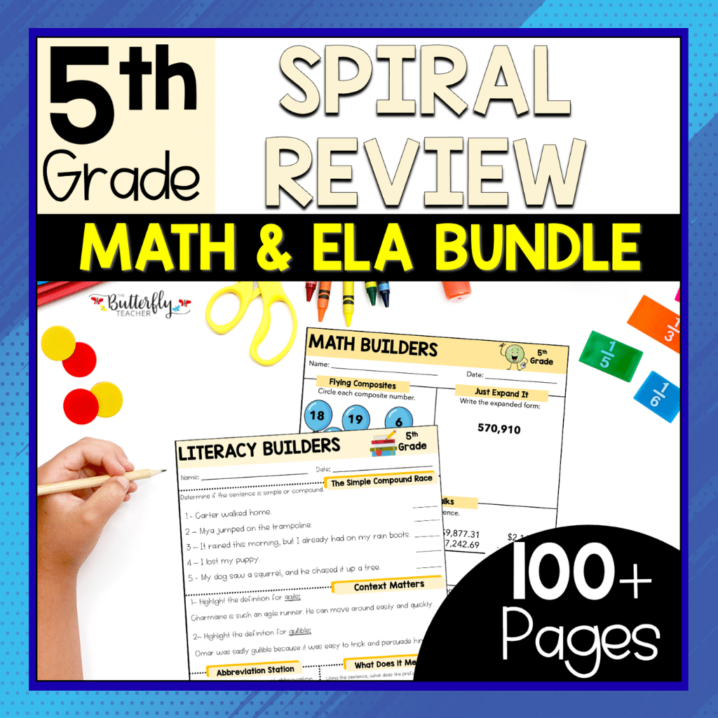 5th grade spiral review math & ela