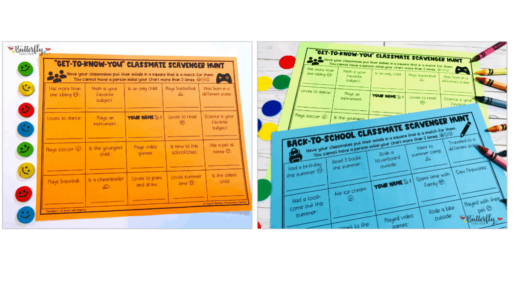first day of school classmate scavenger hunt