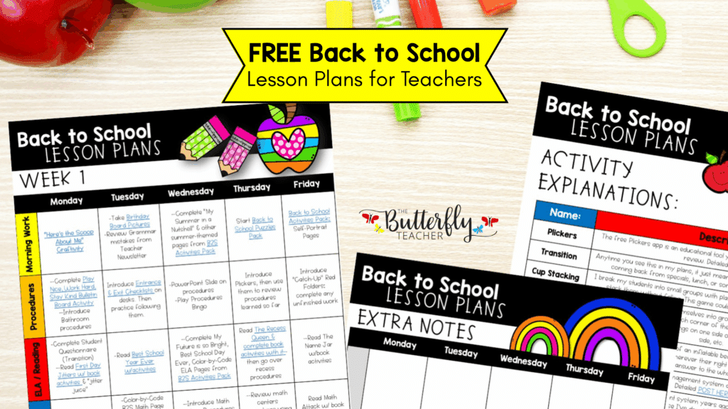 free back to school lesson plans