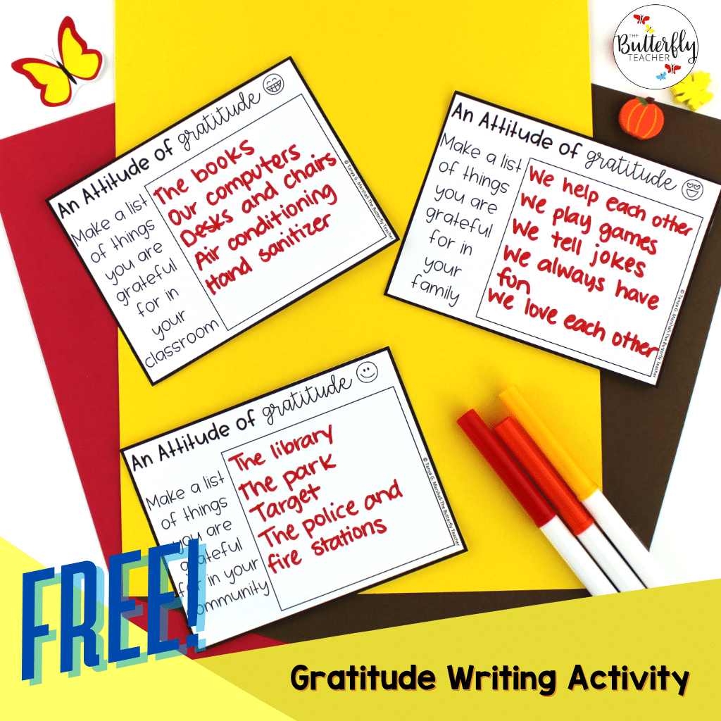 FREE Gratitude Writing Activity