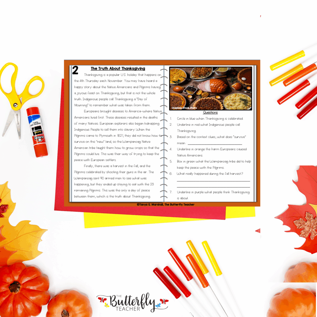Free Thanksgiving Reading Passage