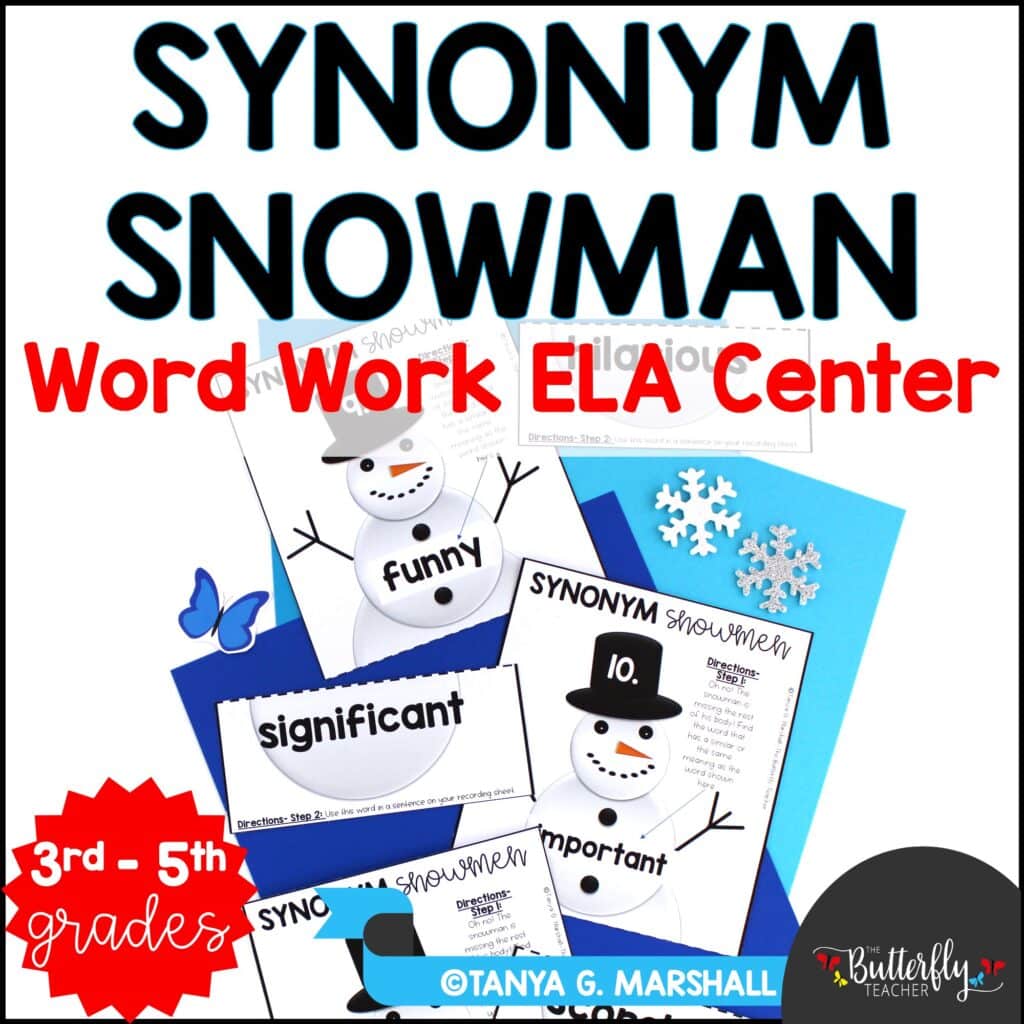 snowman winter literacy center upper elementary