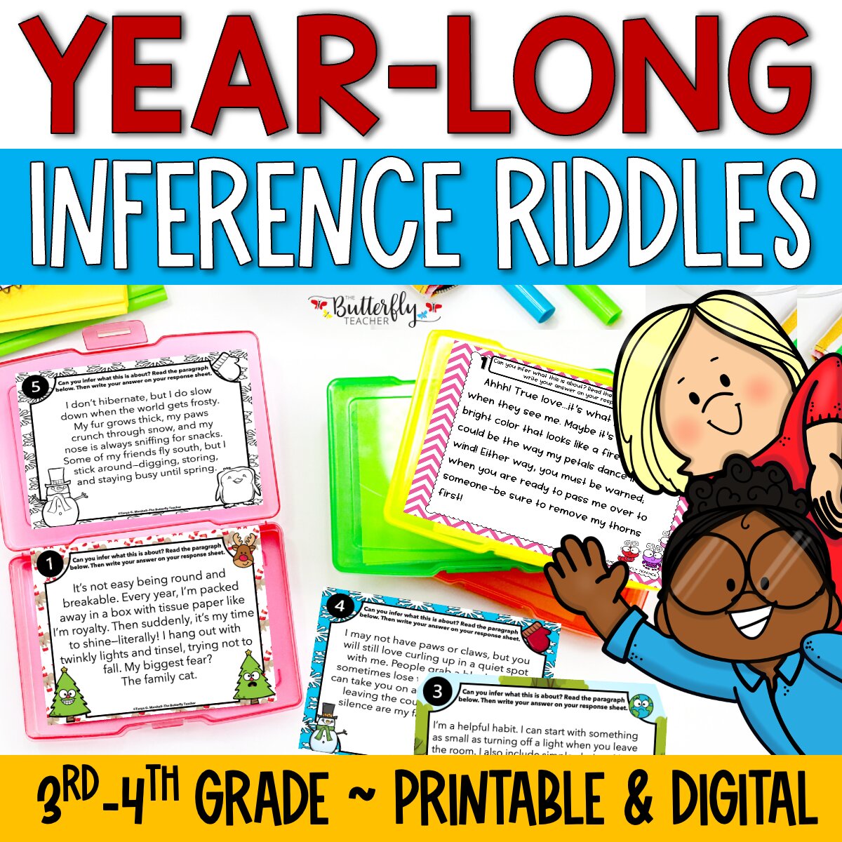 Seasonal Inference Activities Year Long Riddles Short Passages Activity Bundle 1 making inferences passages