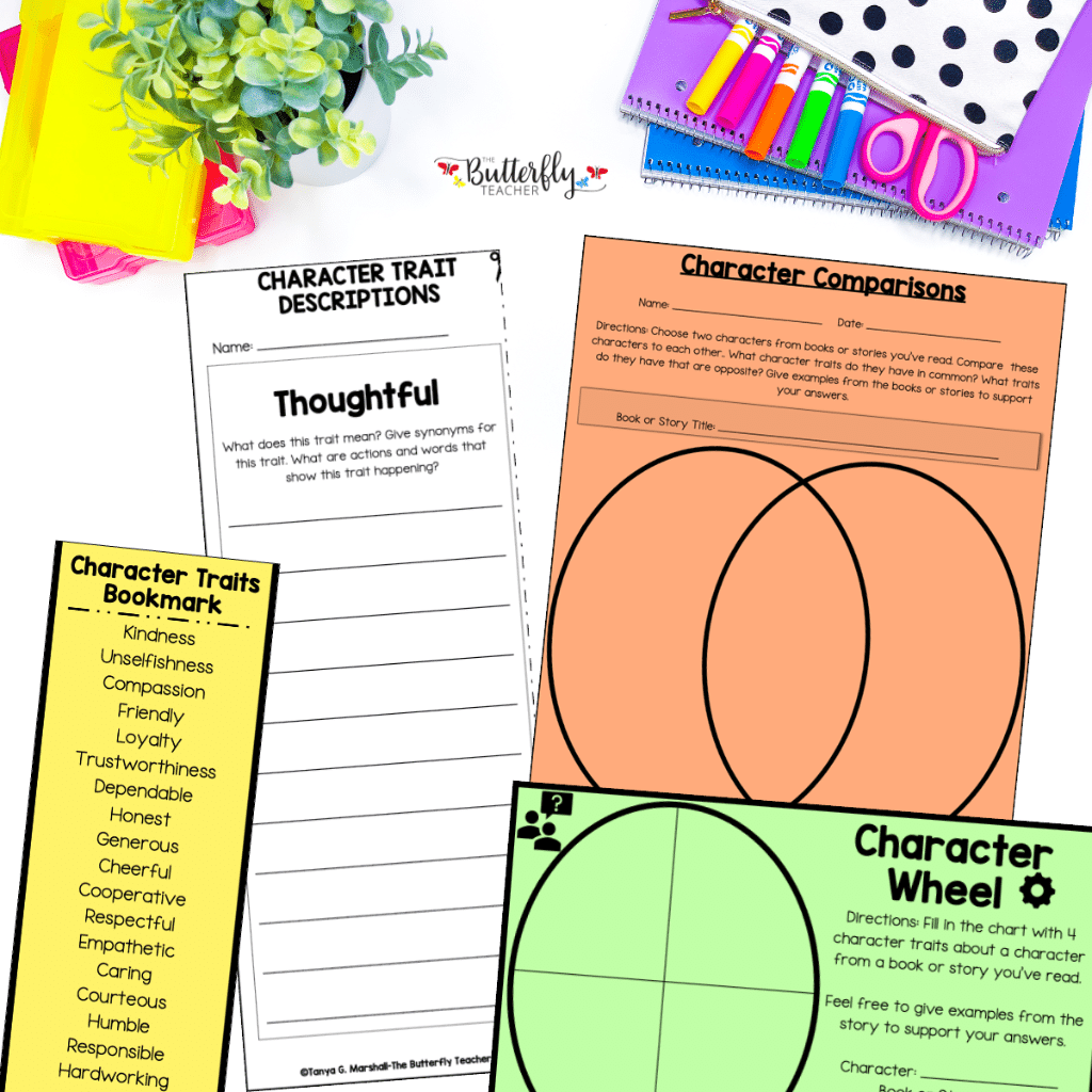 Character Traits Graphic Organizers Activities