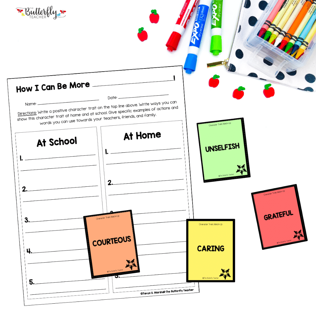 Character Traits Graphic Organizers materials