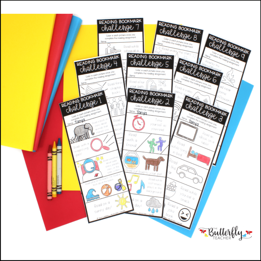 Reading Logs Bookmark Challenges