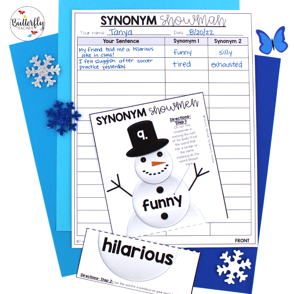 snowman synonym center activities