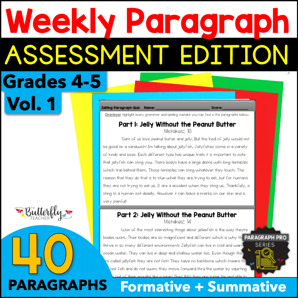 FREE Paragraph Editing Quizzes 4th 5th Grade