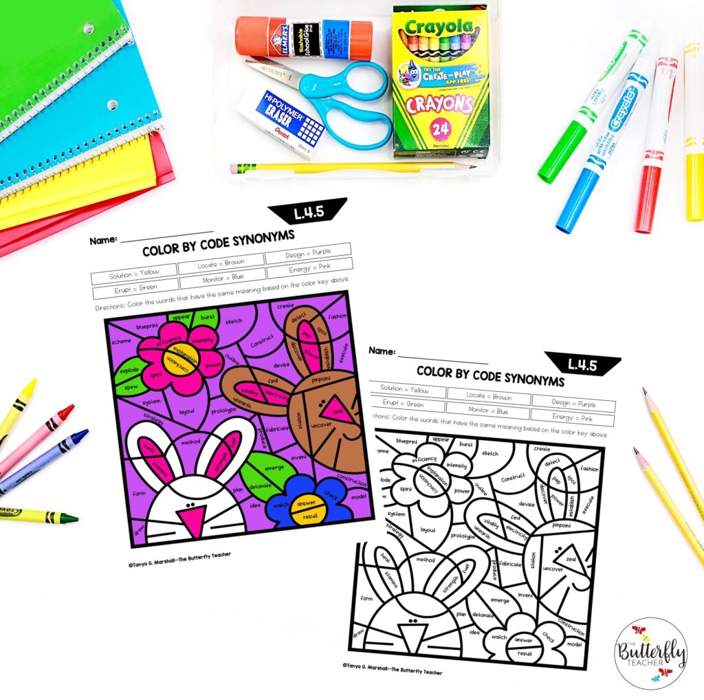 spring color by code worksheets