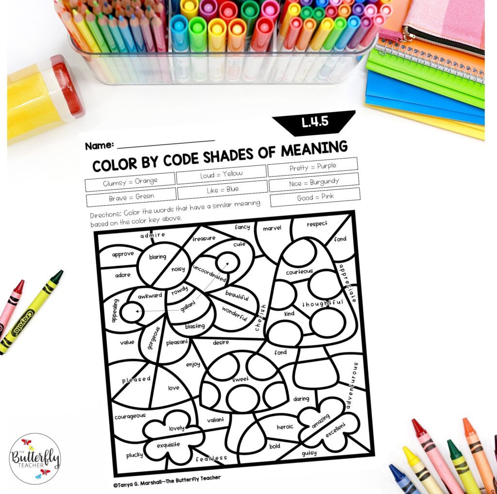 spring vocabulary color by code