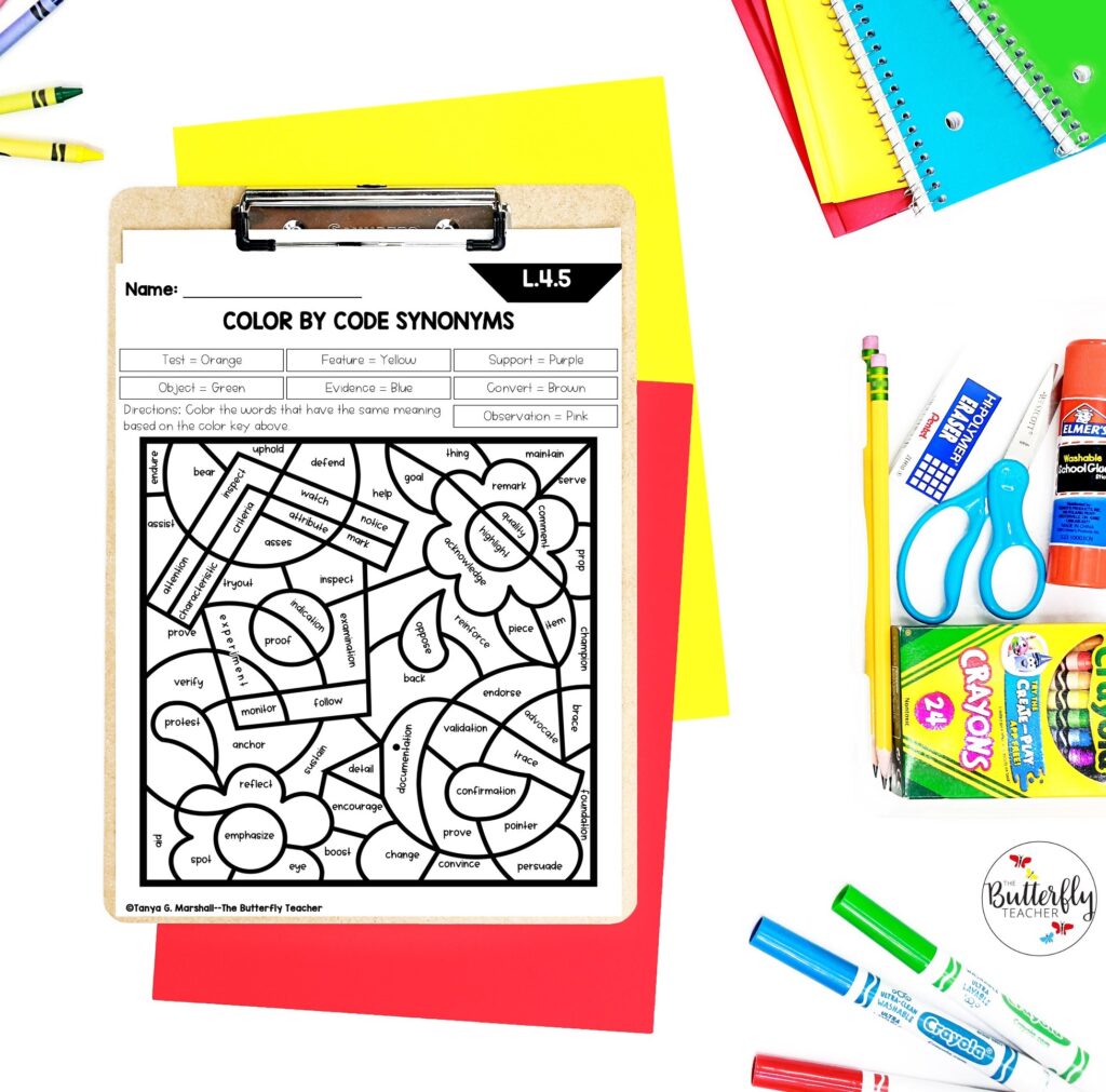 spring vocabulary color by code activities