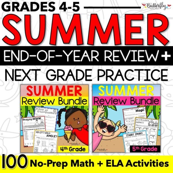 4th 5th Grade Summer Activities Bundle