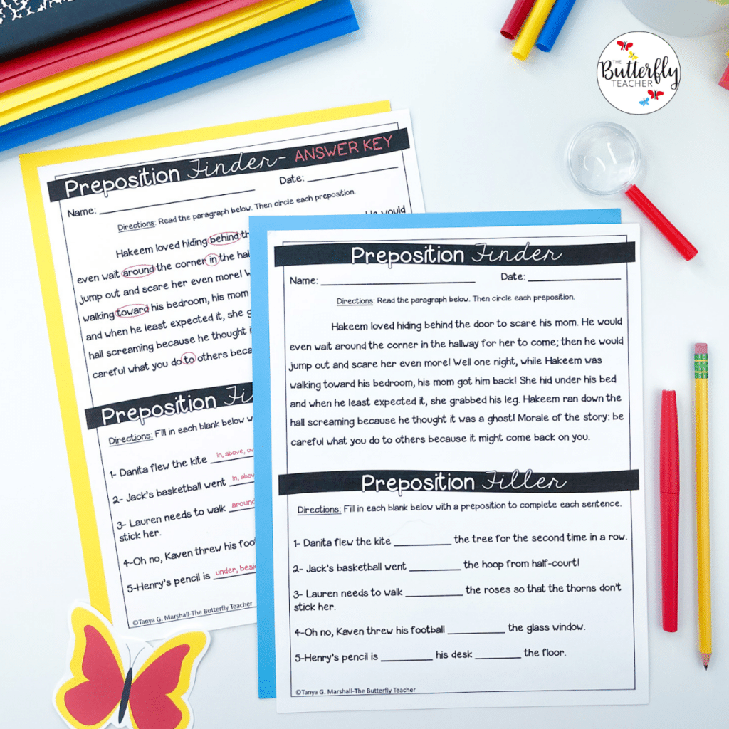 preposition activities for kids