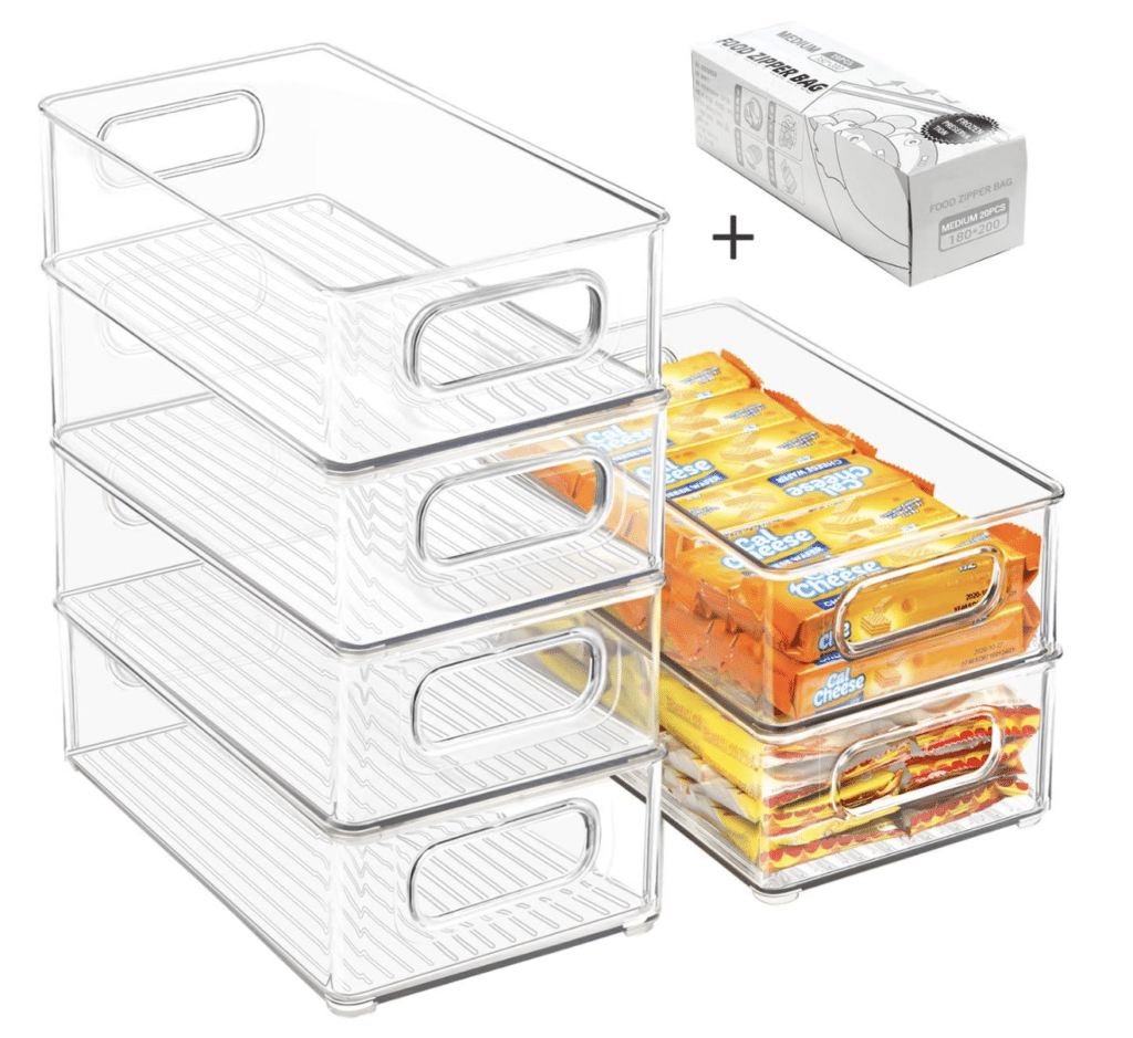 clear stackable food bins