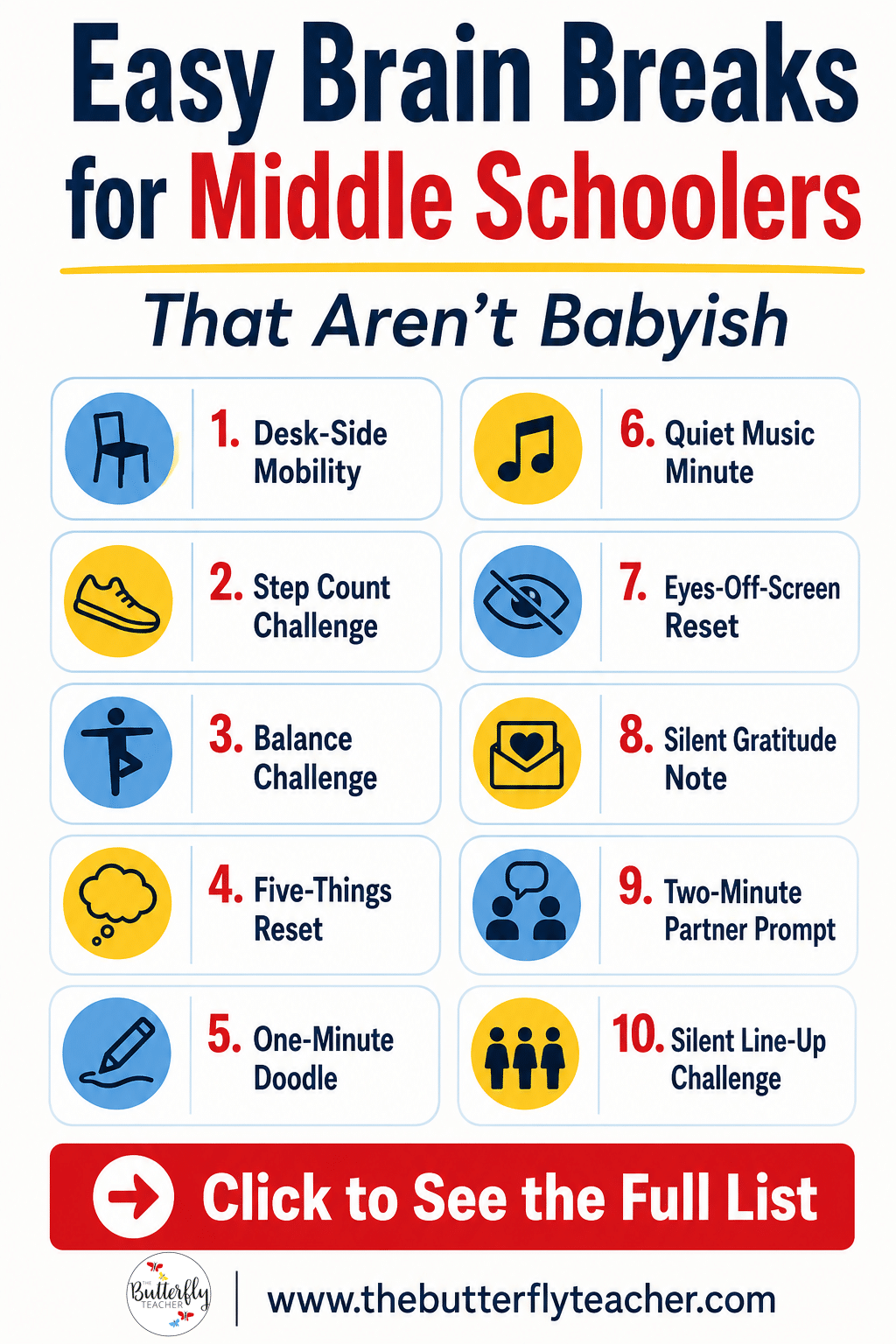 brain breaks for middle schoolers